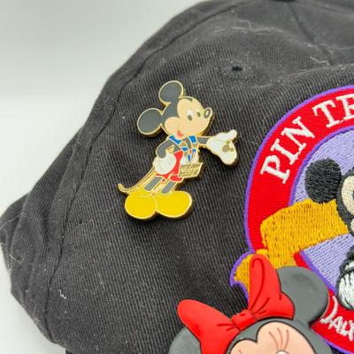 LOT 154B: Walt Disney World Pin Trading Hat w/ Collection of Disney Trading Pins