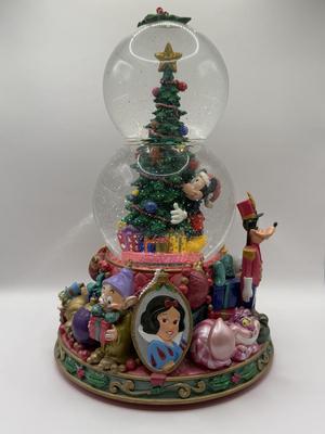 LOT 178B: Disney Christmas Classic Character “Mickey Mouse March” Musical Double Tier Snowglobe