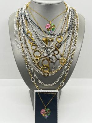 LOT 181J: Mixed Collection of Goldtone and Silvertone Costume Necklaces