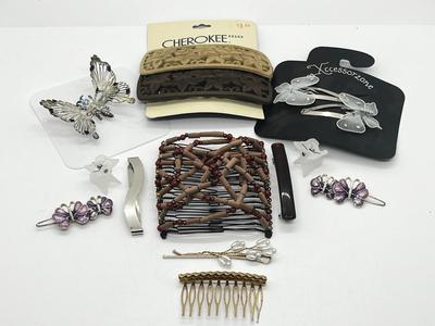 LOT 185J: Hair Accessories: Comb Clip, Barrettes, Butterfly Clips and More