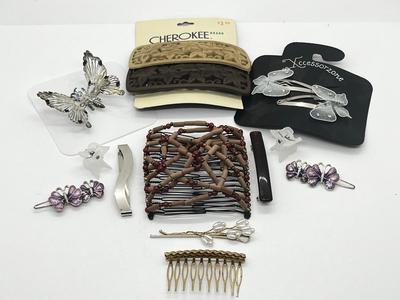LOT 185J: Hair Accessories: Comb Clip, Barrettes, Butterfly Clips and More