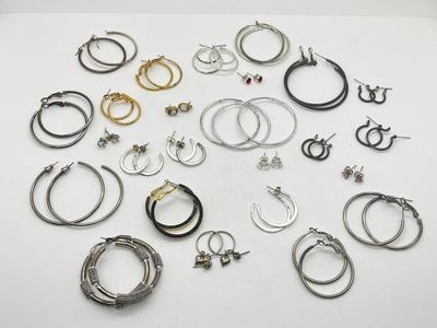 LOT 189J: Large Earring Collection: Hoops in Various Colors and Sizes and More