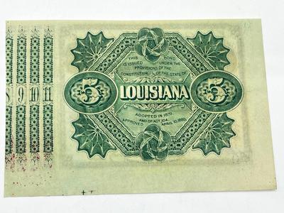 LOT 202J: 1880 State of Louisiana $5 USA Bond