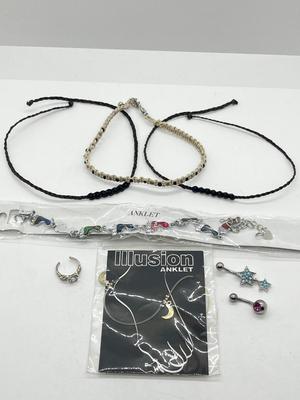 LOT 210J: Body Jewelry Collection: Ankle Bracelets, Toe Ring and Belly Button Jewelry