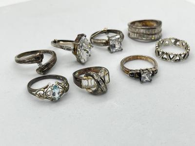 LOT 218J: Sterling Ring Collection-31.6 GTW-Sizes Vary From 5-9