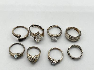 LOT 218J: Sterling Ring Collection-31.6 GTW-Sizes Vary From 5-9