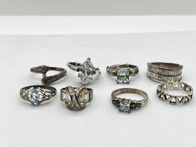 LOT 218J: Sterling Ring Collection-31.6 GTW-Sizes Vary From 5-9