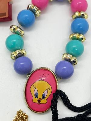 LOT 222J: Assorted Children's and Christmas Jewelry and Accessories: Barbie, Tweety Bird, WWF and More