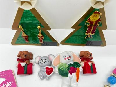 LOT 222J: Assorted Children's and Christmas Jewelry and Accessories: Barbie, Tweety Bird, WWF and More