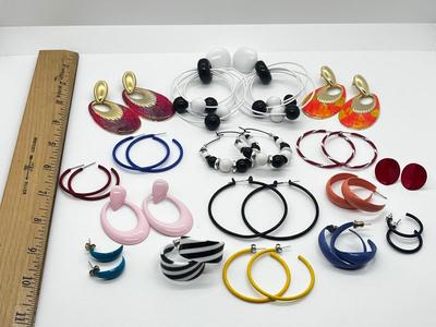 LOT 226J: Large Collection of Brightly Colored Retro Earrings