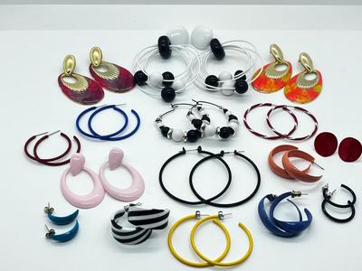 LOT 226J: Large Collection of Brightly Colored Retro Earrings