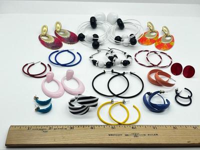 LOT 226J: Large Collection of Brightly Colored Retro Earrings