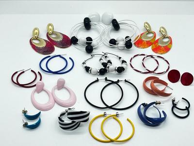 LOT 226J: Large Collection of Brightly Colored Retro Earrings