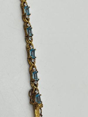 LOT 227J: Gold Vermeil Sterling Tennis Bracelet with Multi-Colored Gemstones-13.87 GTW