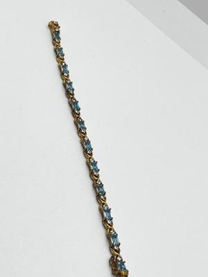 LOT 227J: Gold Vermeil Sterling Tennis Bracelet with Multi-Colored Gemstones-13.87 GTW