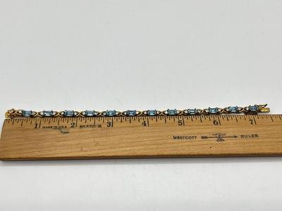 LOT 227J: Gold Vermeil Sterling Tennis Bracelet with Multi-Colored Gemstones-13.87 GTW