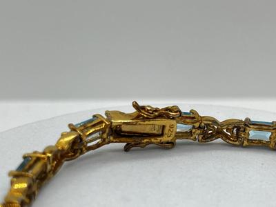 LOT 227J: Gold Vermeil Sterling Tennis Bracelet with Multi-Colored Gemstones-13.87 GTW