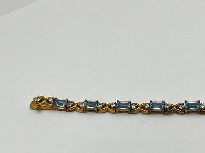 LOT 227J: Gold Vermeil Sterling Tennis Bracelet with Multi-Colored Gemstones-13.87 GTW