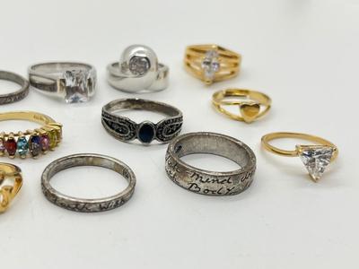 LOT 232J: Large Collection of Costume Rings Sizes 6-9