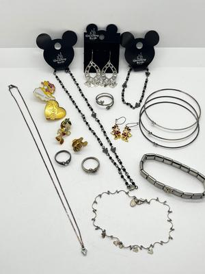 LOT 235J: Disney Jewelry Collection Including Sterling Rings Sizes 5-6-8