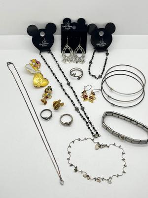 LOT 235J: Disney Jewelry Collection Including Sterling Rings Sizes 5-6-8
