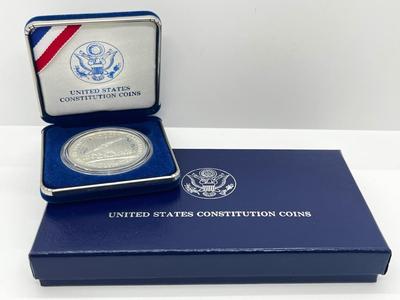 LOT 235J: 1987 US Constitution Silver Dollar Proof Coin-One Ounce .90 Silver