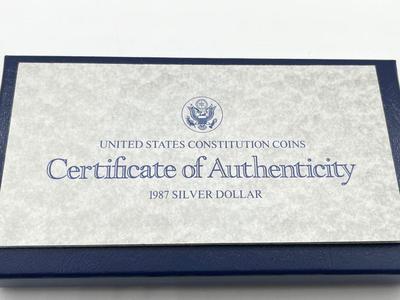 LOT 235J: 1987 US Constitution Silver Dollar Proof Coin-One Ounce .90 Silver