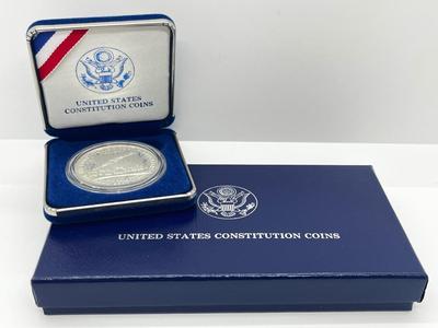 LOT 235J: 1987 US Constitution Silver Dollar Proof Coin-One Ounce .90 Silver