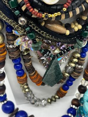LOT 237J: Unique Funky Necklace Collection + Turquoise Beaded Bracelet