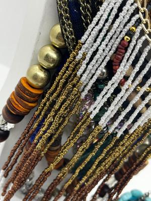 LOT 237J: Unique Funky Necklace Collection + Turquoise Beaded Bracelet