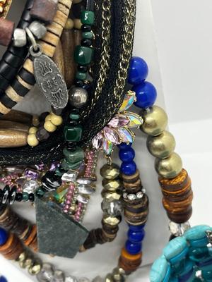 LOT 237J: Unique Funky Necklace Collection + Turquoise Beaded Bracelet