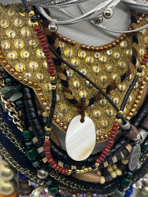 LOT 237J: Unique Funky Necklace Collection + Turquoise Beaded Bracelet