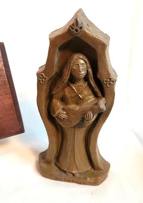 Lot #51 Pewter Last Supper Plaque with St. Cecilia Figure