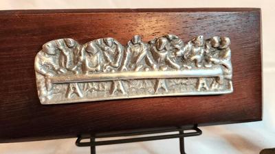 Lot #51 Pewter Last Supper Plaque with St. Cecilia Figure