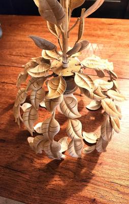 Lot #59 MCM Hollywood Regency Vintage Hanging Light Fixture - Foliate Design