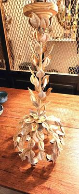 Lot #59 MCM Hollywood Regency Vintage Hanging Light Fixture - Foliate Design