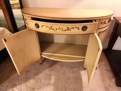 Lot #72 Vintage demi-lune Decorator Side Cabinet