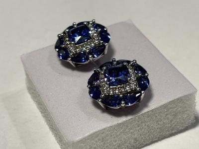 New Never Worn Dainty .925 Sterling Silver Designer Blue Stone Stud Back Earrings as Pictured. FREE DOMESTIC SHIPPING.