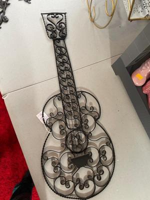 Groovy magazine stand, metal guitar, plastic fish & edging