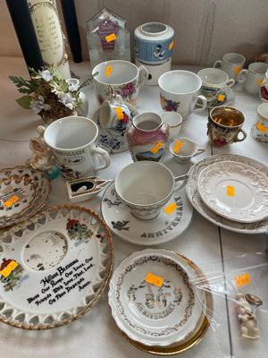 Figurines, plates, teacups, misc