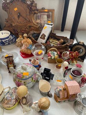 Figurines, plates, teacups, misc