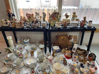 Figurines, plates, teacups, misc