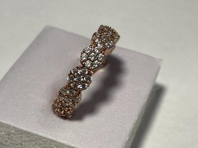 New Never Worn Dainty .925 Gold-toned Sterling Silver Designer CZ Stone Eternity Band Ring Size-9 as Pictured. FREE DOMESTIC SHIPPING.