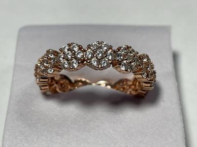 New Never Worn Dainty .925 Gold-toned Sterling Silver Designer CZ Stone Eternity Band Ring Size-9 as Pictured. FREE DOMESTIC SHIPPING.