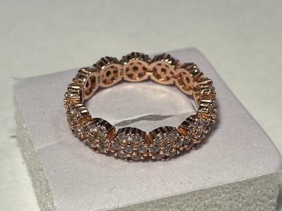 New Never Worn Dainty .925 Gold-toned Sterling Silver Designer CZ Stone Eternity Band Ring Size-9 as Pictured. FREE DOMESTIC SHIPPING.