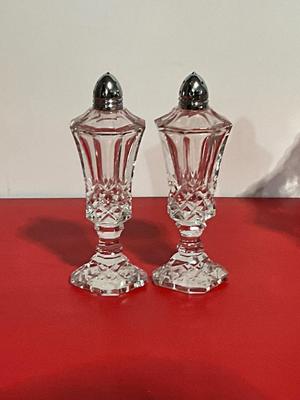Crystal Set Salt and Pepper Shaker, Cake Platter, and Sundae Cups