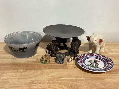 Elephant Candle Stand, Bowl, Plate and Statues