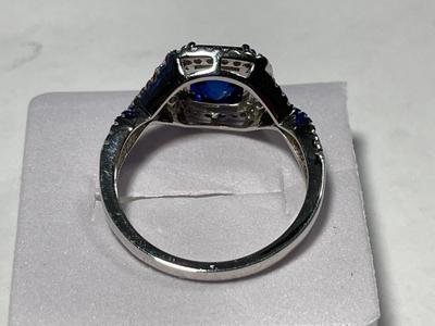 New Never Worn Dainty .925 Sterling Silver Designer Blue Colored Stone Ring Size-9 as Pictured. FREE DOMESTIC SHIPPING.