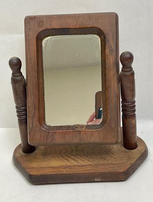 Vintage Wooden Frame Table Top Dresser Vanity Stationary Swivel Mirror