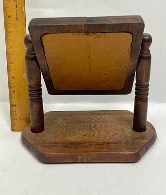 Vintage Wooden Frame Table Top Dresser Vanity Stationary Swivel Mirror